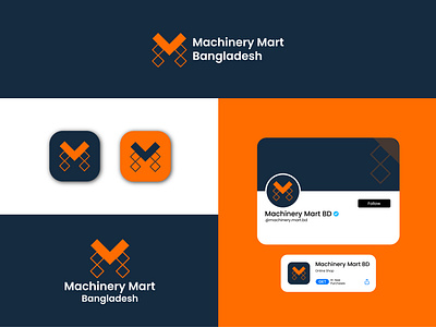 Machinery Mart Bangladesh brand design brand identity branding icon logo logo design logo folio m letter logo m logo machine brand machine logo machinery logo machinery mart bangladesh