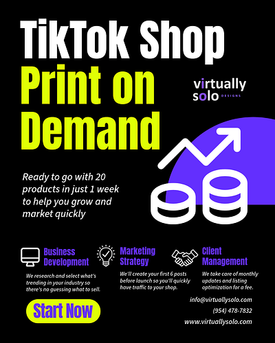 Social Media Print on Demand Flyer black and green black and neon complex design focus details digital product flyer design minimal minimalist minimalistic modern pod print on demand purple and black simple small business social media tech design tech style visual appeal