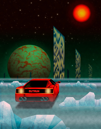 Night runner 80s illustration retrowave scifi vector