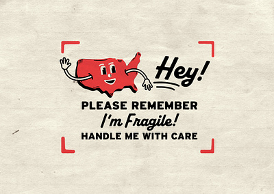 Handle me with care! 1940s 1950s advocacy america americana mid century patriotic red retro vintage