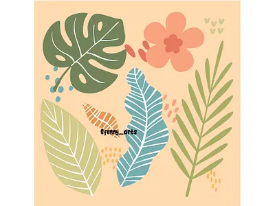 Collection of Tropical Leaves and Flower assortment beautiful bloom blooming blossom collection exotic floral flower foliage graphic design leaf nature pack palm plant set summer tree tropical