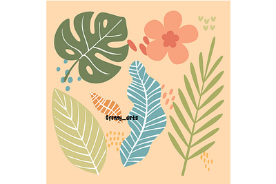 Collection of Tropical Leaves and Flower assortment beautiful bloom blooming blossom collection exotic floral flower foliage graphic design leaf nature pack palm plant set summer tree tropical