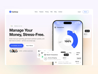 Fintech Landing Page Concept app branding design graphic design icon illustration landing page logo minimal ui ux vector website