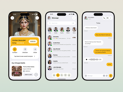 Chat Screen-Mobile App app design chat chat ui gold shop good interface design interface design iso jewelry app luxury shopping massage massage ui screen mobile app online shop services app shop shopping app ui design ux