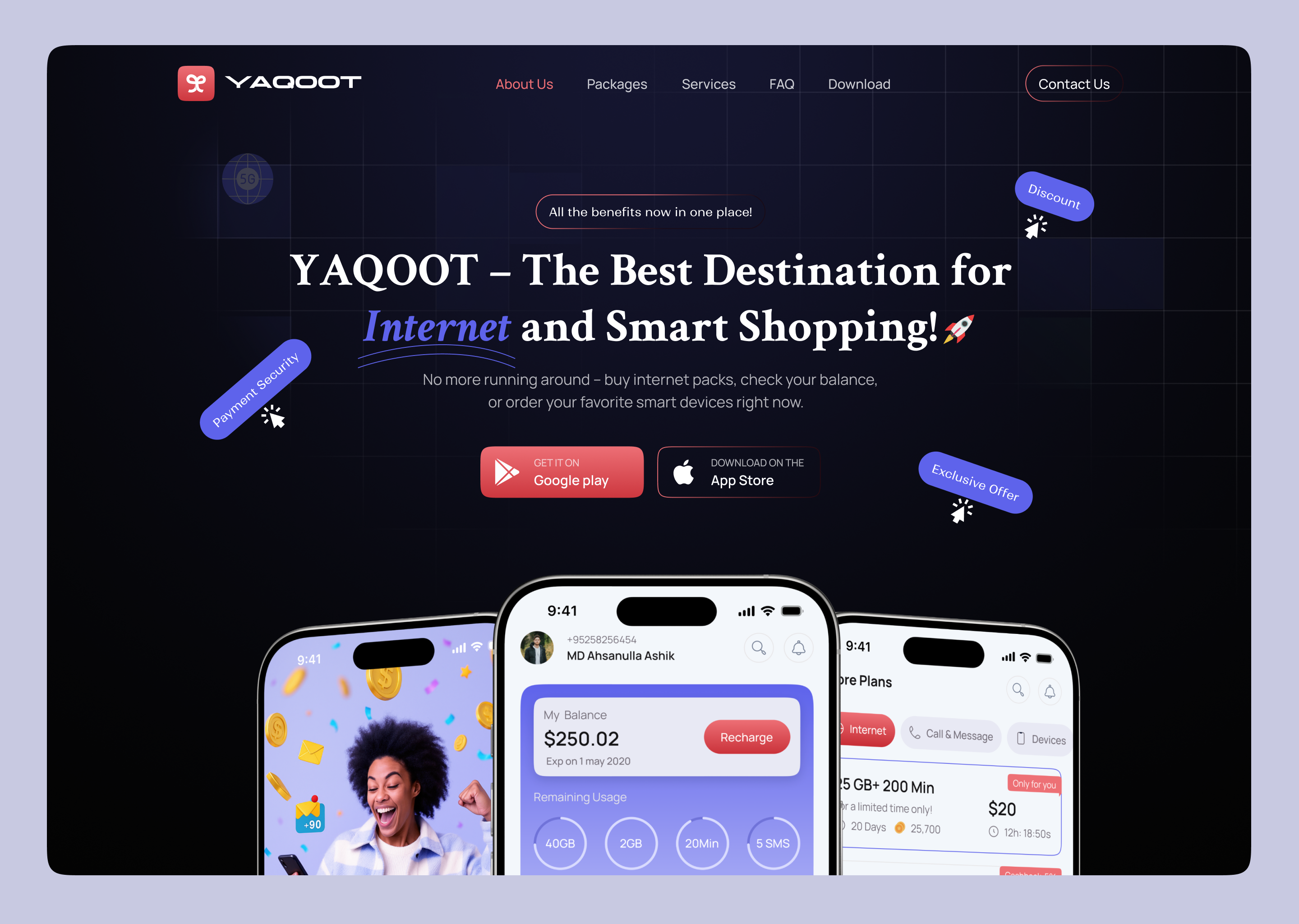 Yaqoot - Internet Provider Landing Page internet internet landing page internet offer internet plan internet provider landing page network operator package package landing page provider provider landing page service speed telecom telecom landing page telecom ui design webdesign webdesigner wifi landing page