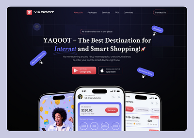 Yaqoot - Internet Provider Landing Page internet internet landing page internet offer internet plan internet provider landing page network operator package package landing page provider provider landing page service speed telecom telecom landing page telecom ui design webdesign webdesigner wifi landing page