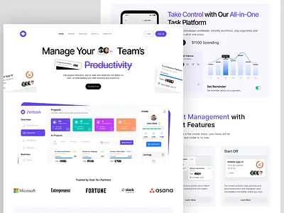 UI/UX Design for Task Management landing Page crm graphic design landing page modern task managment website ui ui design ux web web app website