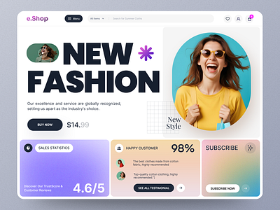 Fashion e-Commerce Website Design - eShop design e commerce site design ecommerce website fashion e commerce fashion landing page fashion website online shopping online store product service startup ui ux web website
