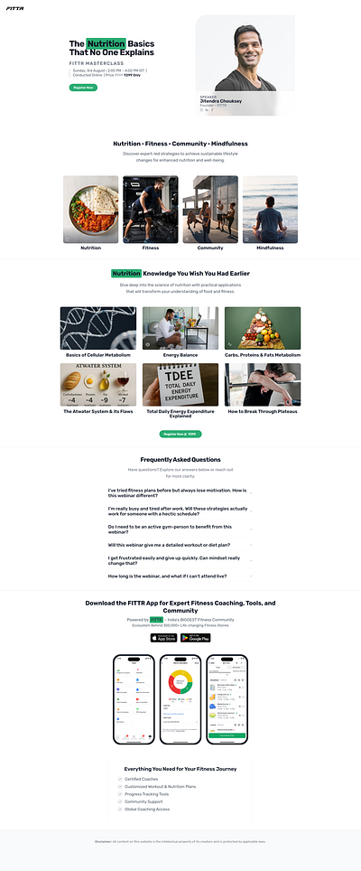 FITTR Masterclass Landing Page fitness fittr gym health masterclass tutor tutorial webinar
