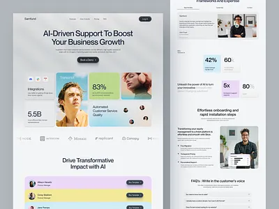 Samfund – AI-Driven Fintech Support Landing Page UI Design ai design automation customer experience design finance financial web design fintech fintech design fintech saas fintech solutions fintech ui design landing page modern web ui saas startups startup support platform ui ui trends uiux ux