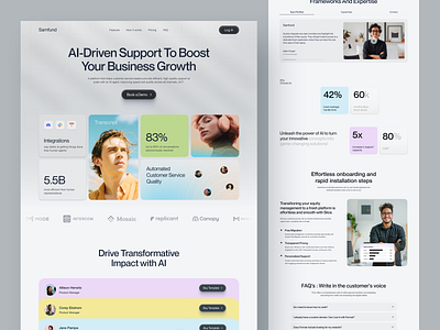 Samfund – AI-Driven Fintech Support Landing Page UI Design ai design automation customer experience design finance financial web design fintech fintech design fintech saas fintech solutions fintech ui design landing page modern web ui saas startups startup support platform ui ui trends uiux ux
