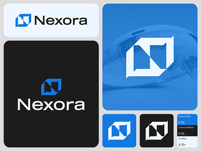 Nexora – Logo Design & Futuristic Brand Identity abstract logo ai logo bold logo brand identity branding creative logo digital brand futuristic logo geometric logo logo design logo mark minimal logo modern logo n lettermark n logo n monogram professional logo saas logo startup logo technology logo