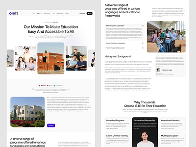 IBTE Website redesign -About IBTE | Responsive product ui ux web website