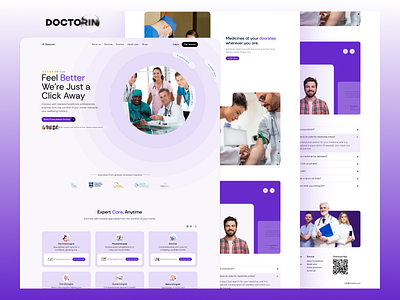 Doctorin Landing Page UI best color creative doctor website footer hero section landing page new popular review testimonial typography ui unique ux