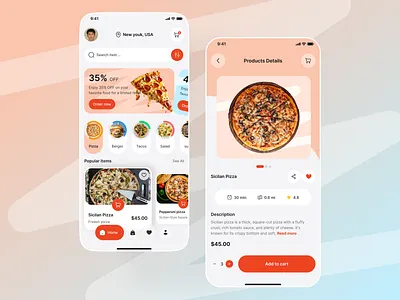 Food Mobile App UI/UX Design app design clean delivery food app design food app interface food delivery app mobile mobile app mobile ui order shop ui uiux uiux design ux
