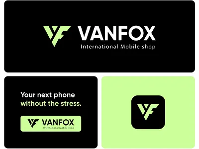VANFOX MOBILE SHOP LOGO DESIGN brand identity branding brandmark business logo company logo creative logo lattermark logo logo branding logo design mobile shop logo modern logo shop logo vanfox logo vf logo wordmark logo