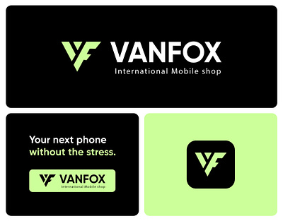 VANFOX MOBILE SHOP LOGO DESIGN brand identity branding brandmark business logo company logo creative logo lattermark logo logo branding logo design mobile shop logo modern logo shop logo vanfox logo vf logo wordmark logo
