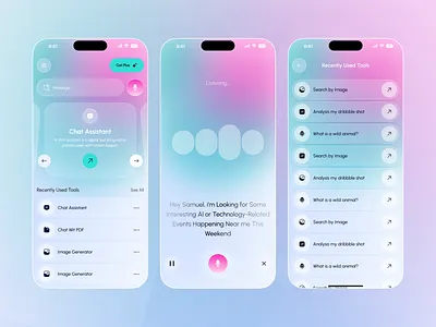 AI Chat Assistant – Voice & Tool Interaction Mobile UI app design conversational ui
