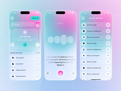 AI Chat Assistant – Voice & Tool Interaction Mobile UI app design conversational ui