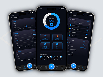 Step Counter App UI app design calorie counter app calorie tracker app daily tracker fitness app health app mobile app nutrition app pedometer step counter step counter app step tracker step tracker app ui design uiux walking app water tracker app weight tracker app