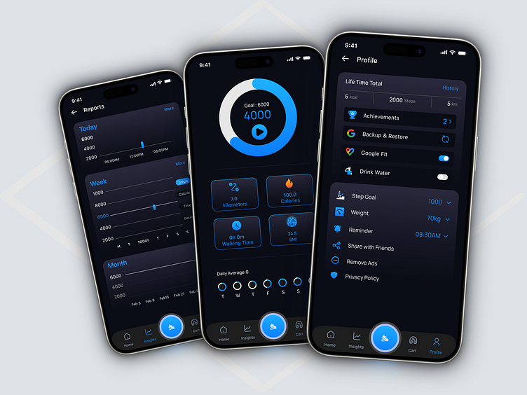 Step Counter App UI by UIOVIA ® on Dribbble