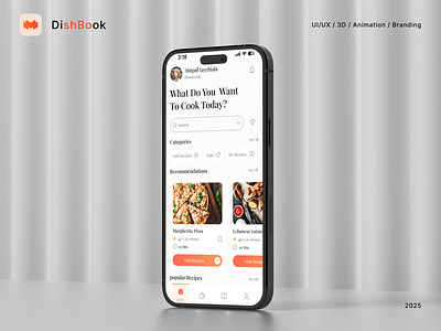 Dish Book - Food Recipes Mobile App app design cookbook cooking dishbook foodapp homecooking interactiondesign iosappdesign mobile app recipe app recipes tutorial ui ux