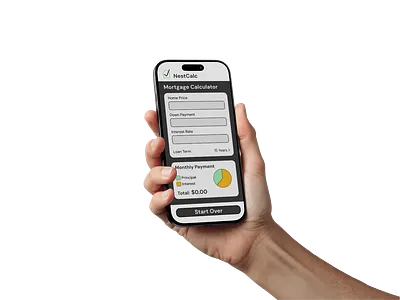 NestCalc: Mortgage Calculator branding cleanui dailyui figma fintech mobileapp mockup modernlayout mortgageui ui