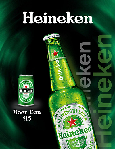 "Heineken Beer Poster Mockup beer branding graphic design heineken beer poster design ui