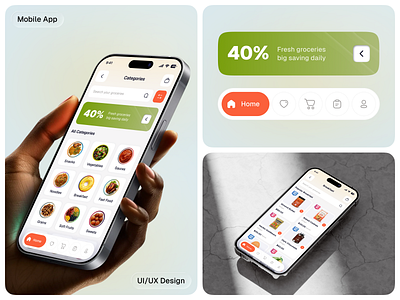 Smart - Grocery Mobile App UI/UX ai app cart ui category page checkout flow food grocery app minimal design mobile app mobile ui moder ui offer banner online shopping online store search shopping app smart buy smart shopping super shop ui design uiux