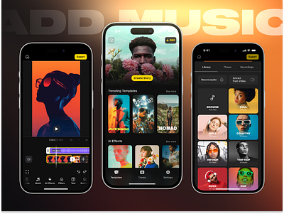 Add Music to Video app design ui ux
