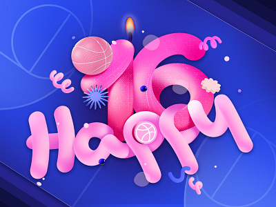 Sixteen Years of Color, Creativity & Community 16 birthday dribbble hb illustration outcrowd
