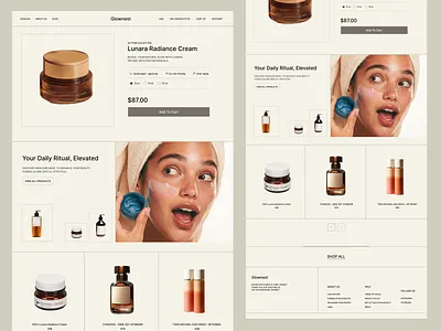 Skincare Website Design beauty cart cosmatic ecommerce design ecommerce website landingpage minimal mordern product products page skin care website skin csare webdesign skincare skincare website ui web design webdesign website
