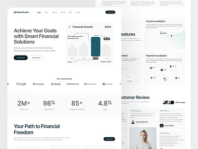SmartLend – Modern Financial Solutions Landing Page clean finance financial website fintech website interface landing page minimalist modern website popular startup ui ux website