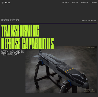 Anduril Web Concept art direction defense tech design typography web web design website