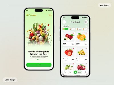 Grocery Mobile App UI/UX cart ui design clean ui ecommerce app figma design food app food delivery app food marketplace grocery app grocery shopping grocery store app healthy food app ios app ui minimal design mobile app ui modern app onboarding screen online grocery organic grocery splash screen uiux inspiration