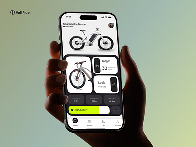 Smart Electric Bike Mobile App app app design bicycle bike app cycling e bike electric bike ev app lock mobile mobile app route sass smart bike ui ux wheels