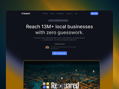ReSquared Landing Revamp – Clearer Messaging, Higher Conversion blue cta dark theme gradients hero section landing page orange