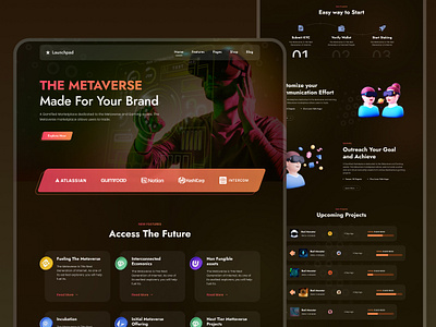 Metaverse Web 3 Landing Page cryptoui eehtisham futuristicdesign landing page metaverse metaverse ui design metaverseplatform ui design ui ux design virtualreality web 3 ui design web3design web3landingpage