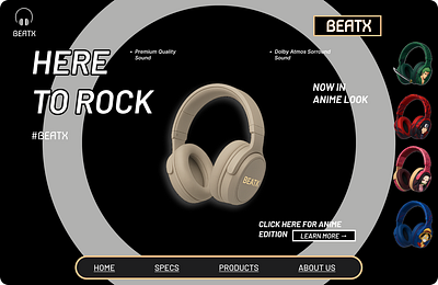 BEATX HEADPHONE- PRODUCT LANDING PAGE/ WEB DESIGN branding graphic design landing page product design ui ui design web designing