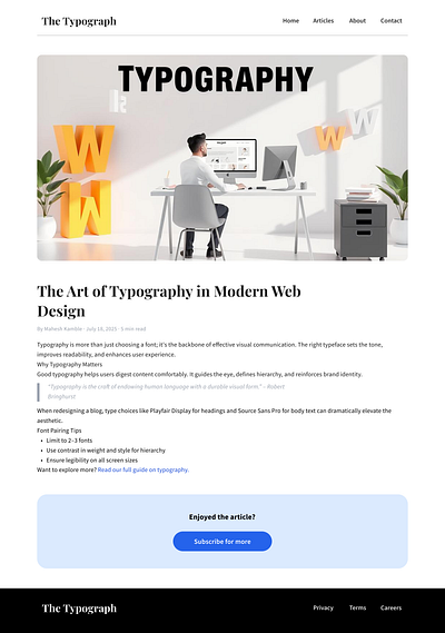 Designing a Blog Article Page branding ui