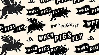 When Pigs Fly Street Food Branding brand brand identity branding design graphic design logo logo design mascot retro vintage