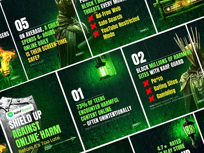 Social Media Carousel Design – Islamic Digital Safety Campaign awarenesscampaign carouseldesign cleandesign contentdesign creativedirection designwithpurpose digitalsafety faithbasedux faithtech graphicdesign instagramcarousel islamicdesign kahfguard muslimcontent muslimfamily parentinginislam socialawareness socialmediadesign uiforgood visualeducation