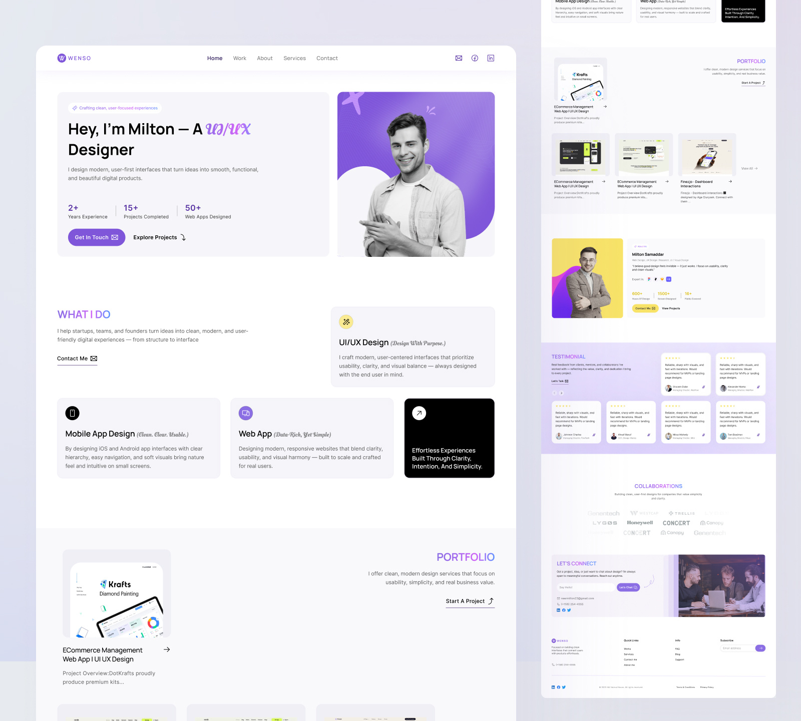 WENSO - Personal Branding Portfolio Landing Page Website design landing page ui landingpage minimaldesign modernui personal landing page design personal website personalbranding personalportfolio portfolio portfolio landing portfolio landing page portfoliolandingpage product design ui ui design uidesign ux web design webdesign