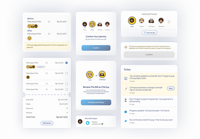 Shared Bill Approval UI – Confirmation Flow billsplittingui design fintechuiux groupexpenseapp illustration itemizedsplitui minimalistuiux mobileappcasestudy mobilefinanceapp ui