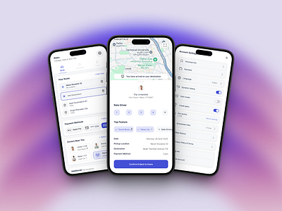 RYDR - Fun taxi rides app book branding design destination graphic design illustration logo pickup schedule send service settings taxirides taxiroute taxiservice typography ui ux vector