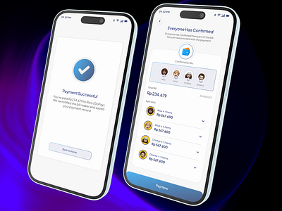 Successful Payment Screen - Payment Confirmation - Split Bill billsplittingui design fintechuiux groupexpenseapp illustration itemizedsplitui minimalistuiux mobileappcasestudy mobilefinanceapp ui
