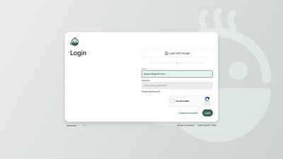 Coffee Bug On: Login Screen coffeeshop designsystem ui ux webdesign
