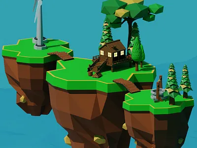 Floating Island 3d animation