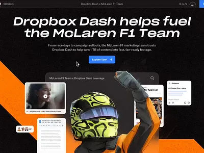 Dropbox Dash x McLaren F1 Team graphic design inspiration website