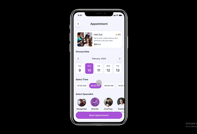 Beauty Salon App - Booking Screen app beauty product beauty salon clean design interaction mobile app product design prototyping ui ux user thinking